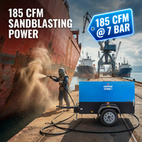 Compresseur d'air à vis diesel portable 185 CFM, compresseur d'air entraîné par moteur diesel pour le sablage et l'exploitation minière