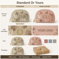 Pochette cosmétique en maille brodée en forme de coquille, avec broderie florale papillon, pour femmes, organiseur de toilette de voyage