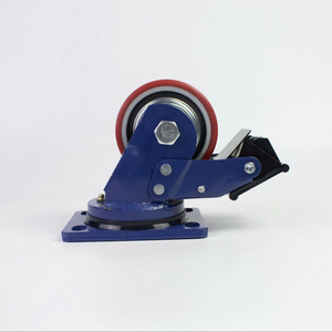 ล้อเลื่อนแบบหนาพิเศษ สีแดง ทำจาก PU พร้อมแกนเหล็กและขายึดเบรกแบบหมุนเคลือบสังกะสี ขนาด 4-8 นิ้ว รับน้ำหนักได้ 1500 กก. - Product Image 1