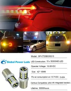 Супер яркость t20 p21w ba15s 1156 12v 24v 3030smd светодиодный сигнал поворота автомобильные лампы