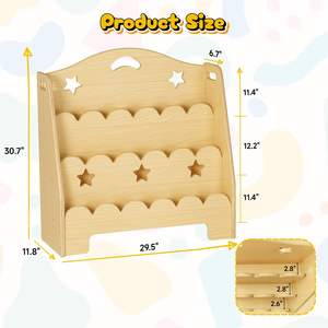 Étagère à livres pour tout-petits JQ, organisateur de jouets et <span class=keywords><strong>rangement</strong></span>, bibliothèque en bois Montessori à 3 niveaux pour enfants - Product Image 2
