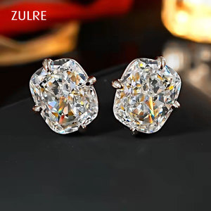 Boucles d'oreilles solitaires minimalistes pour femme en or 14K rempli, avec zircon cubique taille coussin 7x9mm, coupe glacé<span class=keywords><strong>e</strong></span> étincelante et géométrique, inaltérable - Product Image 1