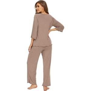 Ensemble de pyjamas légers pour femmes, haut à manches courtes et pantalon capri doux, vêtements de nuit et de détente, tailles S-XXL - Product Image 4