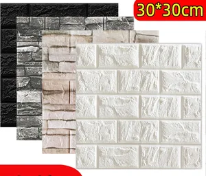 Tuğla duvar macunu basit Xpe köpük kendinden yapışkanlı 30X30 küçük boyutlu 3D duvar kağıdı