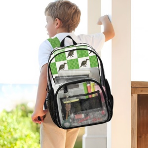 Nouveauté Sac à dos transparent en PVC personnalisé avec motif dinosaure, sac à dos scolaire robuste transparent, plusieurs poches, sac transparent pour garçons - Product Image 6