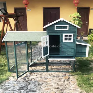 SDC012-Green Wooden Rooster Pen Waterproof Rabbit House Cage Beauty Chicken Coop