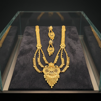 En gros, Ensemble de colliers et boucles d'oreilles Rani Haar Popcorn Chain en laiton plaqué micro-or 14K 18K 24K pour femme, motif floral indien