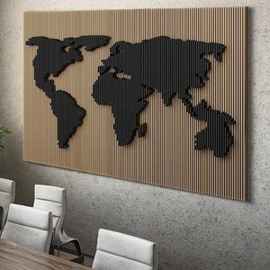 Sculpture murale en bois poli en forme de globe terrestre, éducative, moderne, caractéristique cartographique, décoration artistique de la carte du monde - Product Image 2