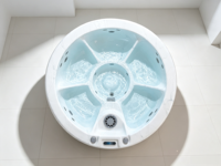 Runder Outdoor-Whirlpool 1,8m mit Entspannungsfunktion, Acrylmaterial, 19 Düsen, 6-Personen-Kapazität, Modernes Europäisches Design
