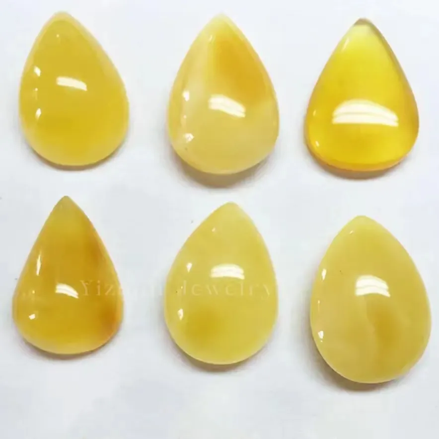 Grosir kualitas tinggi Amber laut alami Oval Drop longgar batu permata alami Rusia manik Amber untuk liontin
