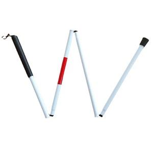 Tongkat panduan buta lipat, aluminium Aloi lipat empat bagian kruk buta portabel tongkat panduan bantuan berjalan buta - Product Image 2