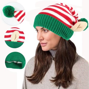 Nouveau Style Noël Oreille <span class=keywords><strong>Pompon</strong></span> Tricoté Chapeau Fil Chapeau Hiver Noël <span class=keywords><strong>Pompon</strong></span> Chapeau pour Hommes Femmes - Product Image 1
