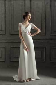 Abito <span class=keywords><strong>da</strong></span> Sposa Moderno in Raso Francese, Silhouette Classica Minimalista, Elegante Vestito <span class=keywords><strong>da</strong></span> <span class=keywords><strong>Cerimonia</strong></span> per Donne - Product Image 5