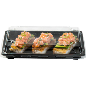 Stackable 8.5" Food Grade Recycled PET Disposable Anti-Fog <b>Clear</b> Plastic Sushi Takeaway Packaging <b>Containers</b> Wholesale - Product Image 3