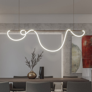 Lampe à suspension dorée au design moderne et simple Lustre à LED pour restaurant, bar, café, <span class=keywords><strong>librairie</strong></span>, tuyau créatif, <span class=keywords><strong>ligne</strong></span> artistique - Product Image 2