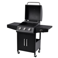 Barbecue à gaz 3 + 1 en acier inoxydable de haute qualité pour cuisine de jardin avec table d'appoint
