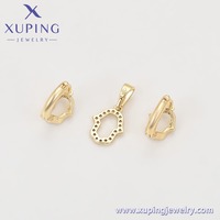 X001185170 XUPING Ensemble de bijoux main de Fatma plaqué or 14K, en cuivre écologique avec zircone cubique, comprenant boucles d'oreilles et pendentif