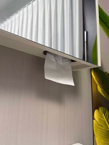 Multi-space storage mirror cabinet with top <b>LED</b> single-color <b>light</b> strip tissue paper hole white washbasin - Product Image 6