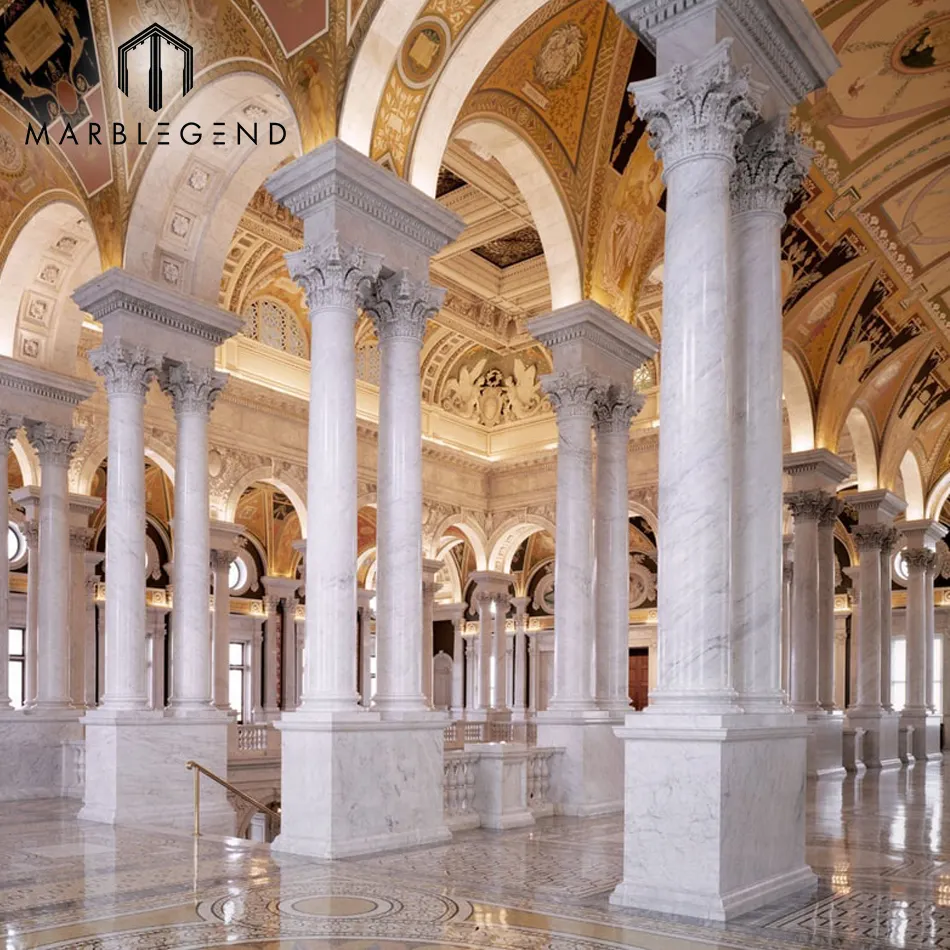 PFM villa colonne decorative in marmo bianco di pietra naturale di onyx in vendita