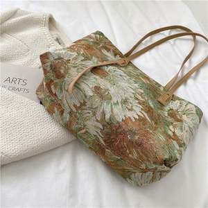 Sac fourre-tout à bandoulière THK Fashion grande capacité en toile de coton imprimé floral pour femmes – Luxe - Product Image 6