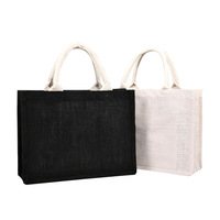 Bolso de mano de yute ecológico natural grande con estampado personalizado multicolor 2024, bolso de mano de lino con opción de colores