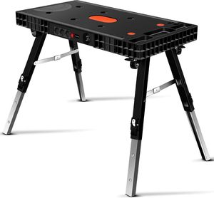 Banco de Trabajo Portátil y Mesa para Sierra Ingletadora para Herramientas y Accesorios de Carpintería con Abrazaderas para Madera Incluidas y Patas de Mesa Extraíbles - Product Image 1