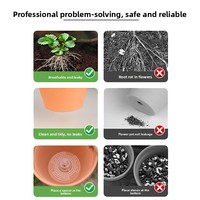 Nouveau pot de fleurs conique en plastique avec grille respirante anti-approfondissement des racines et couvercle de plantation