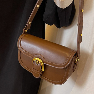 Sac bandoulière vintage marron pour femme, sac à main décontracté en cuir PU <span class=keywords><strong>de</strong></span> haute qualité avec quincaillerie dorée - Product Image 4