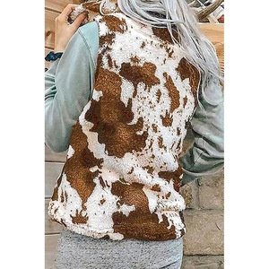 Chaleco de Moda de Invierno para Mujer de Alta Calidad con Estampado de Vaca, <span class=keywords><strong>Sin</strong></span> Mangas, Casual, de Felpa, con Cremallera, para Otoño - Product Image 5