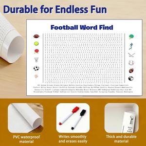 โปสเตอร์เกมค้นหาคำศัพท์ฟุตบอลซูเปอร์โบวล์ปี 2026 ขนาดใหญ่พิเศษ - เกมติดผนังขนาดยักษ์พร้อมคำศัพท์เกี่ยวกับกริดริออน 50 คำ เหมาะสำหรับงานปาร์ตี้ครอบครัว - Product Image 5