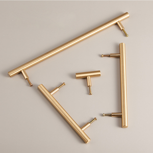 Moderno in ottone massiccio <span class=keywords><strong>oro</strong></span> lungo tirare le maniglie per cucina per mobili porte armadi armadi cassetti tira manopole Tbar maniglia - Product Image 1