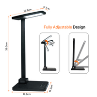 Lampe de table LED multifonctionnelle pour la protection des yeux, sans lumière bleue, avec port de charge USB, lampe de bureau de luxe pour la lecture, lampe de bureau noire