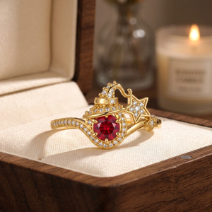 Anillo de Moissanita Tallada con Forma de Sombrero de Bruja, Estrella Celestial, Piedra de Nacimiento, Plata de Ley 925, Bañado en Oro, Engaste de Garras, Certificado GRA, para Mujer - Product Image 1