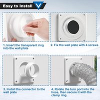 Accessoires pour systèmes de chauffage CVC - Connecteur carré en plastique ABS 90 pour machine de séchage avec conduit flexible en aluminium de 2 mètres