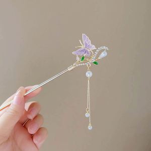 Pinza para el pelo con borlas de perlas para mujer, pasadores de pelo estilo chino, horquillas hechas a mano con mariposas, accesorios de encanto, adornos para el cabello - Product Image 4