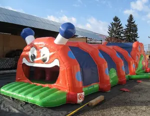Precio barato juego de Carnaval orugas tierra inflable carrera de obstáculos túnel para niños