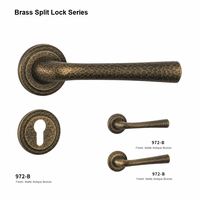 Paire de poignées de porte à levier sculptées en laiton bronze antique avec rosette ronde pour intérieur, chambre, hôtel, appartement