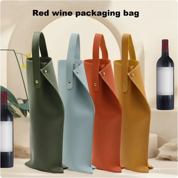 와인 포장 가방 Pu 가죽 와인 토트 캐리어 병 파티 선물 위스키 와인 슬리브 샴페인 보호 가방