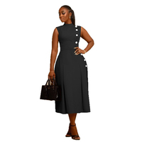 Robes de bureau tendance pour femmes grandes tailles, élégantes et décontractées, à taille haute, col montant, sans manches, pour l'été
