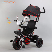 Usine de Hebei en Chine, nouveau modèle de lumière LED, 360 degrés, 4 en 1, 3 roues, poussette pour enfants, tricycle