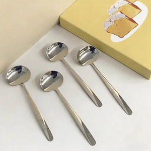 Stainless Steel Mushroom Spoon 2 Piece Set Round Headed Soup Dessert Spoon Household Cooking <b>Utensil</b> - Product Image 2