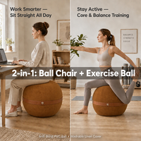 Ballon de yoga anti-éclatement marron en gros avec base de stabilité, chaise-ballon de yoga pour le bureau, en PVC, 55 cm, 65 cm, grande housse de ballon de yoga