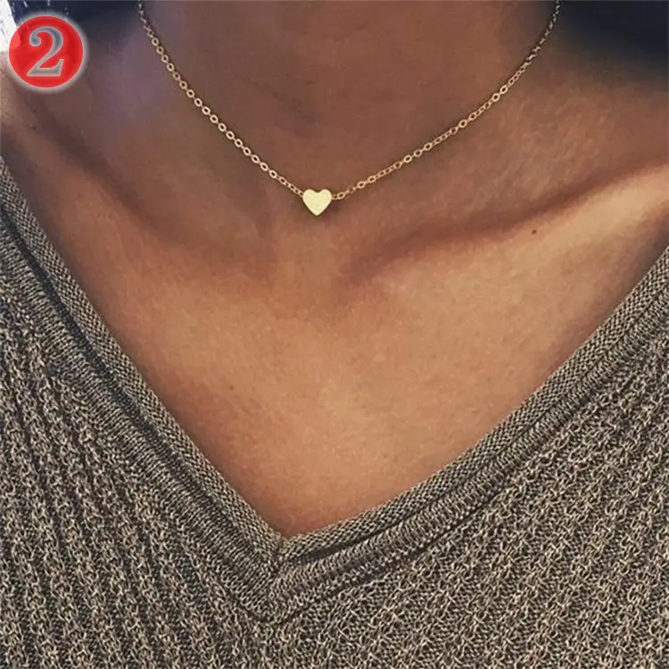 Hot Sale 20styles Tiny Heart Necklace for Women Chain Heart Shape Pendant Gift gold silver Ethnic Bohemian Choker Necklace