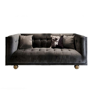 Chesterfield-juego de muebles de terciopelo con botón de tracción, muebles de bar de lujo personalizados, baratos, de fábrica - Product Image 2