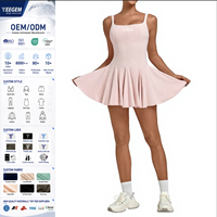 Robe de tennis sans manches pour femme avec logo personnalisé, dos rembourré, séchage rapide, respirante, extensible, motif uni, été, pour le tennis et le golf