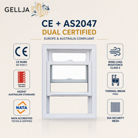 Fenêtre coulissante double à battants en aluminium GELLJA avec moustiquaire en acier inoxydable, design moderne pour la maison