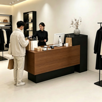 Comptoir de réception minimaliste moderne, petit bureau d'accueil, boutique de vêtements pour femmes, salon de beauté, salon de coiffure, comptoir de caisse aspect pierre