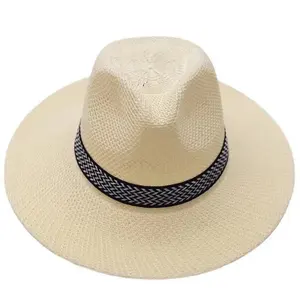 Cappelli di protezione solare estivi all'ingrosso cappelli di paglia di alta qualità con strisce tessute