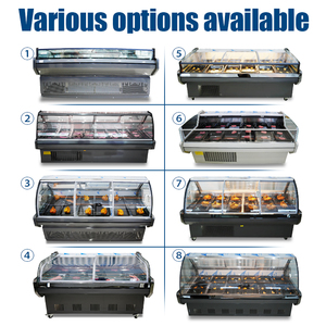 Supermercado Commercial Food Showcase Open Fish Meat Curved Glass <span class=keywords><strong>Display</strong></span> Chiller Refrigerador Carne Casos De Exposição De Carne Para Carne Peixe - Product Image 3
