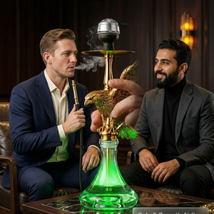 Ensemble complet de chicha arabe Gold Eagle Hookah Craft en résine, avec pot à cigarettes et chicha - Product Image 3
